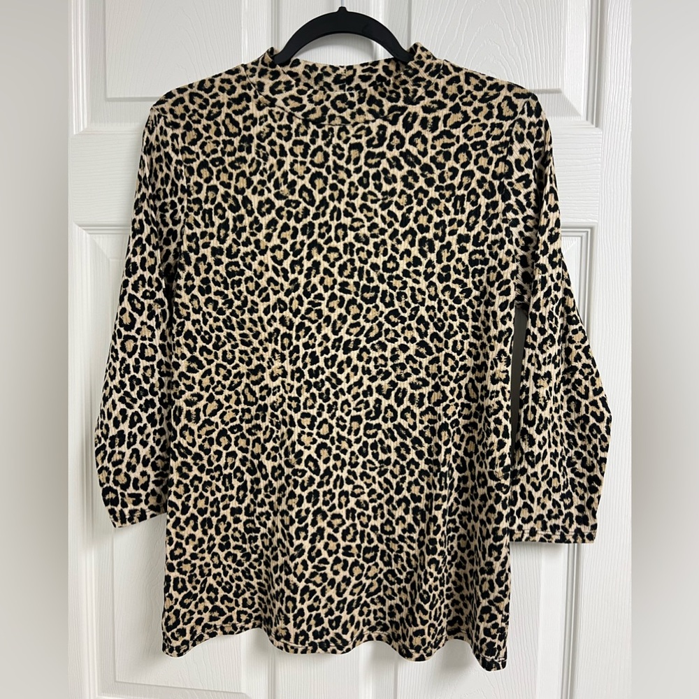 Animal print mock turtleneck